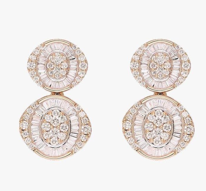 Oorbellen - 18 karaat Roségoud - 1.71ct. tw. Diamant, Sieraden, Tassen en Uiterlijk, Oorbellen