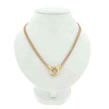 Gouden jasseron schakel collier | 40 cm (Ketting), Ophalen of Verzenden, Gebruikt, Goud, Goud