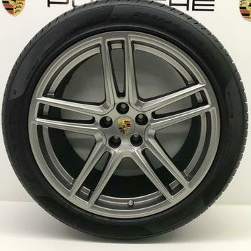 Porsche Macan ORIGINELE 20 Turbo II Platinium met banden 8mm, Ophalen, Gebruikt, 295 mm, Banden en Velgen