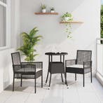 vidaXL Tuin eettafelset 3 pcs Zwart poly rattan, Verzenden, Nieuw, Rotan