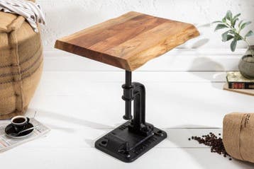 Authentieke bijzettafel FACTORY 43cm massief acaciahout, Huis en Inrichting, Tafels | Sidetables, Ophalen of Verzenden, Nieuw