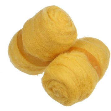 Gekaarde Wol, geel, 2x100 gr/ 1 bol, Nieuw