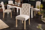 Elegante stoel CASTLE beige met Chesterfield stiksels in, Huis en Inrichting, Stoelen, Ophalen of Verzenden, Nieuw