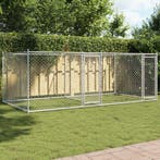 vidaXL Hondenhok met deuren 4x2x1,5 m gegalvaniseerd staal, Verzenden, Nieuw