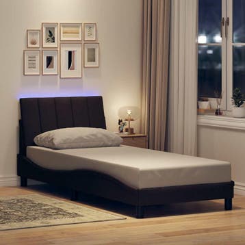 vidaXL Bedframe zonder matras Hanko 90x200 cm stof, 90 cm, Eenpersoons, Bruin, Verzenden
