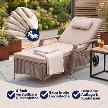 Ligbed Crème/Crème Kunststof 193x90x43cm (Ligbed - Lounge), Tuin en Terras, Verzenden, Nieuw