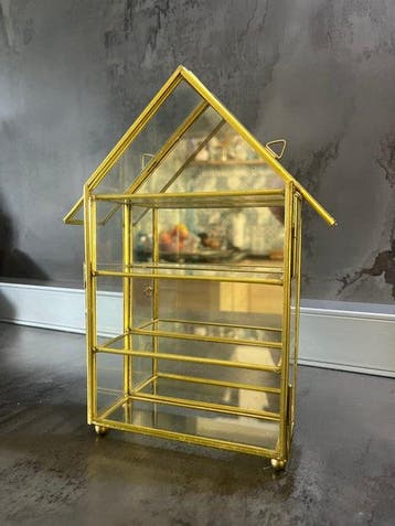 Vitrinekast - Glas en messing, Antiek en Kunst