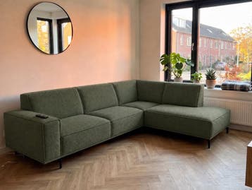 Hoekbank Huizen - hoekbanken - Groen, Nieuw, 150 cm of meer, Stof, 250 tot 300 cm