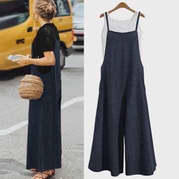 Dames Jumpsuit Zomer Mouwloos Katoen Linnen met Wijde Pijpen, Verzenden, Nieuw