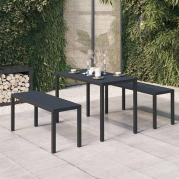 vidaXL 3-delige Tuinset staal en HKC zwart, Tuin en Terras, Verzenden, Nieuw, Rvs, Tuinset