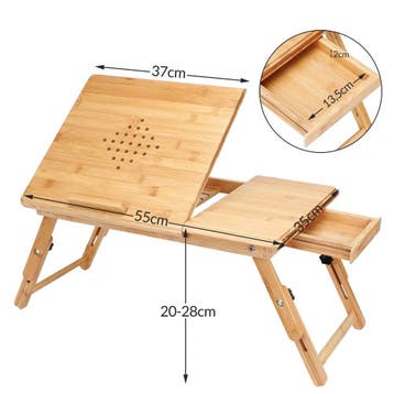 Laptoptafel Bamboe 55x28x35cm ventilatiegaten & lade, Verzenden