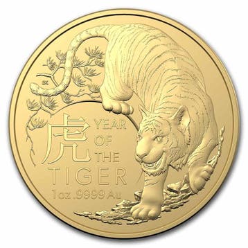 Gouden Tiger 1 oz 2022 RAM (5.000 oplage), Verzenden, Losse munt, Goud