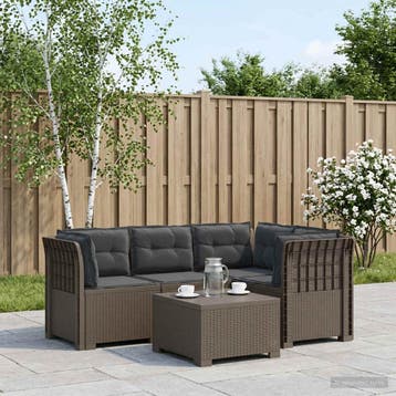 vidaXL 4-Zits Tuin Sofa met Kussens Rattan Look PP, Verzenden, Nieuw