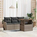 vidaXL Tuinbankenset met opslag 5 pcs Grijs poly rattan, Verzenden, Nieuw, Rotan, 5 zitplaatsen