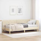 vidaXL Hoekbedframe Crème 90 x 200 cm Stof, Verzenden, Nieuw, Crème, Stof
