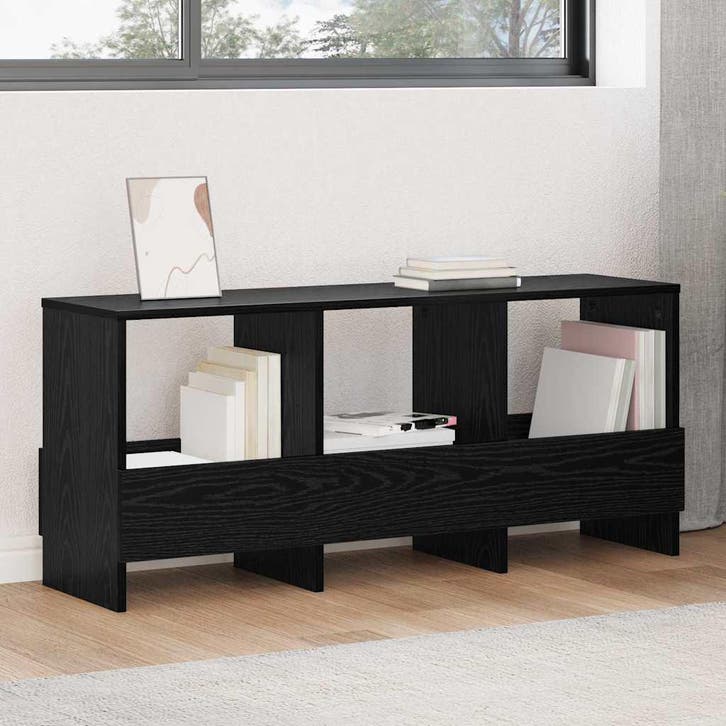 vidaXL Tijdschrift Rek Zwart Eiken 102 x 30 x 45 cm, Huis en Inrichting, Woonaccessoires | Krantenbakken en Lectuurbakken, Nieuw