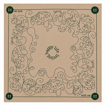 Bandana Zakdoek 55x55cm – Fantasieprint – Beige Groen, Nieuw