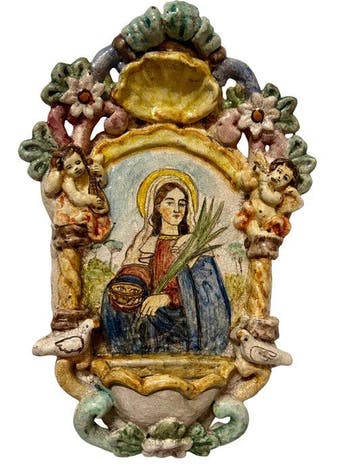 Wijwatervat - 20e eeuw - Santa Lucia - 28 cm