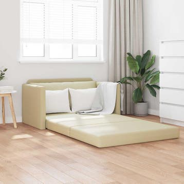 vidaXL Slaapbank Crème 124 x 71 x 78 cm Kunstleer, Verzenden, Nieuw, Leer, Minder dan 150 cm
