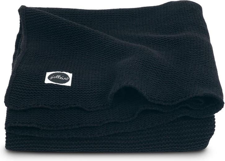 Jollein Ledikant Deken Basic Knit 100x150cm - Black, Huis en Inrichting, Slaapkamer | Matrassen en Bedbodems, Verzenden