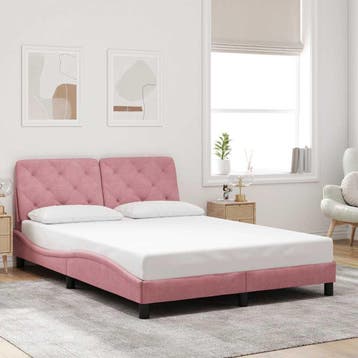 vidaXL Bedframe zonder matras fluweel roze 120x200 cm, Verzenden, Nieuw, Twijfelaar, 120 cm