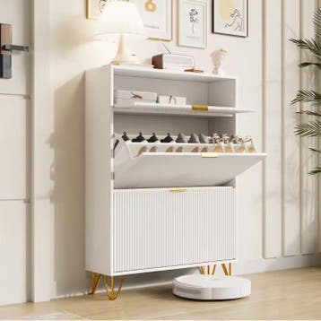 Smal Wit Schoenenrek met Lade en Deuren – 80×24×118.5 cm, Huis en Inrichting, Kasten | Schoenenkasten, Verzenden, Nieuw
