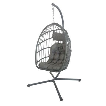 Hangstoel Modern Grijs | A-Kwaliteit | Beste Prijs, Tuin en Terras, Ophalen of Verzenden, Nieuw, Wicker, Inklapbaar