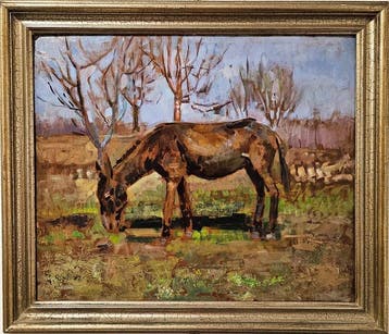 Gaetano Ricchizzi (1879-1950) - Paesaggio con asinello, Antiek en Kunst