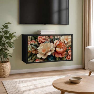 vidaXL Wandgemonteerd tv-meubel BORNE 69 x 33 x 40 cm Zwart, Minder dan 50 cm, Verzenden, Nieuw, Minder dan 100 cm