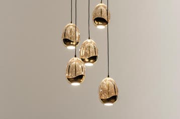 Rietveld Hanglampen - Goud - Glas, Metaal, Huis en Inrichting, Verzenden, Nieuw