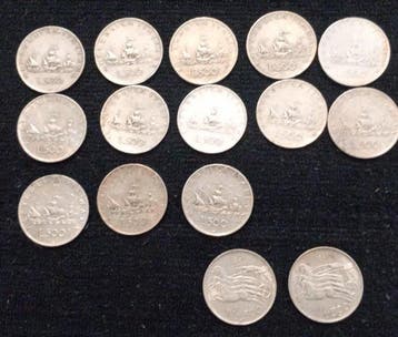 Italië. lotto di 15 monete 500 lire in argento (Zonder