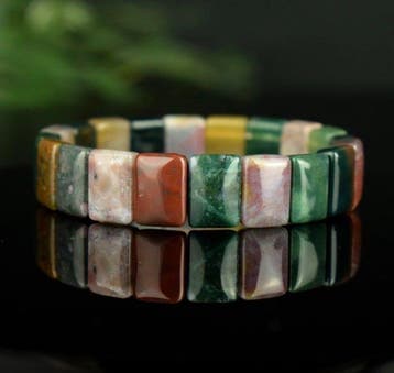Prachtige armband van 20 grote agaatkralen, Indiase afkomst,