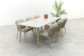 VDG Pisa/Sofia rope dining tuinset voor 6 personen 220x100, Verzenden, Nieuw, Overige materialen, Tuinset