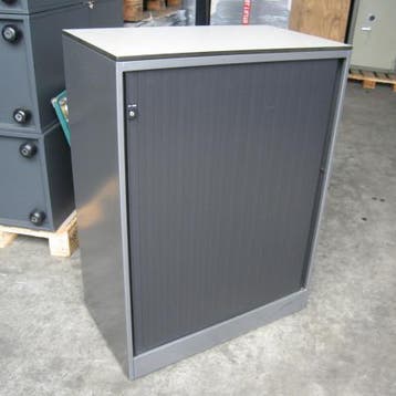 (MDK-100914) Ahrend roldeurkast 110cm hoog kleur staalgri..., Ophalen of Verzenden, Gebruikt