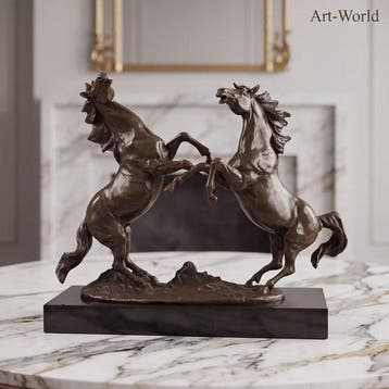 Beeld, Twee steigerende paarden 42 cm / 12.2 kg - 36.5 cm -