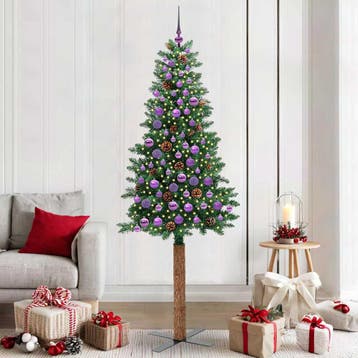 vidaXL Slanke Kerstboom Groen 210 cm PVC en massief, Verzenden, Nieuw