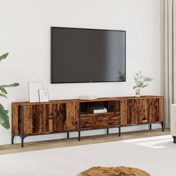 vidaXL Tv-meubel met lade 200x25x44 cm bewerkt hout oud, Verzenden, Nieuw, Overige houtsoorten