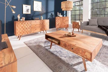 Massief dressoir MYSTIC LIVING 145cm natuurlijk acacia 3D, Ophalen of Verzenden, Nieuw