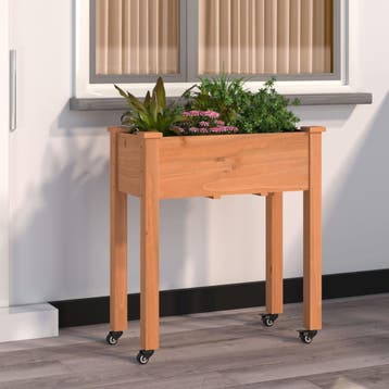 vidaXL Plantenbak op wieltjes 71x37x80 cm massief vurenhout, Verzenden, Nieuw, 60 tot 100 cm, 60 cm of meer