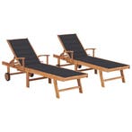 vidaXL Ligbedden 2 st met antracietkleurige kussens massief, Tuin en Terras, Verzenden, Nieuw