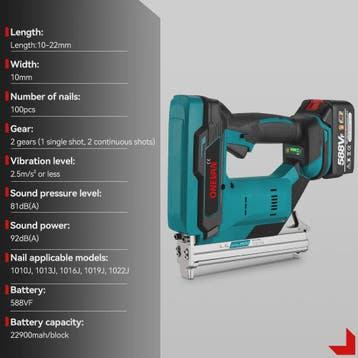 ONEVAN Accu Tacker 1022J - Borstelloze Motor, 2 Versnellinge, Verzenden, Nieuw