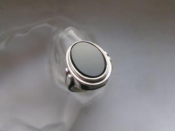 Zilver, Onyx - Ring - Art Deco Signet