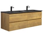 Badkamermeubel Set Angela 140 cm Eiken Badmeubel, Huis en Inrichting, Badkamer | Badkamermeubels, Verzenden, Nieuw, Wastafelkast