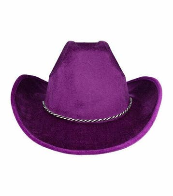 Cowboyhoed - Western Hoed - Velvet - One Size - Paars, Nieuw