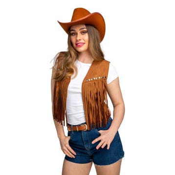 Cowboy/hippie gilet bruin, Verzenden, Nieuw, Feestartikel