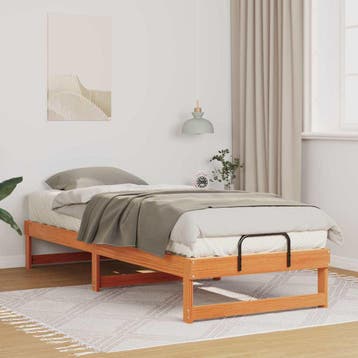 vidaXL Bedframe Bruin 90 x 210 cm Massief grenenhout, Verzenden, Nieuw, Bruin, Hout