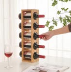 Bamboe Wijnrek – 5-Laags Houten Flessenhouder Natuurlijk, Verzenden, Nieuw