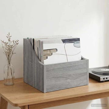 vidaXL LP Recorddoos Grijs Sonoma 37 x 33 x 32 cm Bewerkt, Verzenden, Nieuw