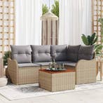 vidaXL Tuinbankenset met opslag 5 pcs Beige en Licht Grijs, Verzenden, Nieuw, Rotan