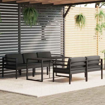 vidaXL 6-delige Loungeset met kussens aluminium, Tuin en Terras, Verzenden, Nieuw, Aluminium, Loungeset